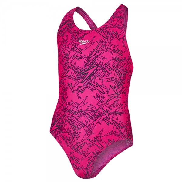 Costum de baie pentru fete Speedo Boom allover splashback rosu/negru-big